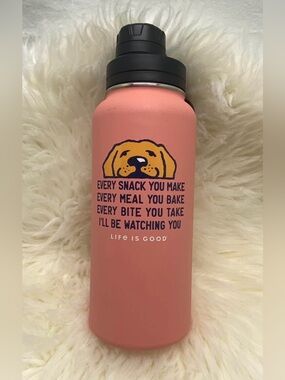 Life Is Good Pink Stainless Steel Water Bottle